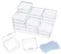 DUOFIRE Contenitori con Coperchio in Plastica Trasparente, 24 Piccoli Contenitori per Perline e Gioielli (6,4 x 6,4 x 2 cm)