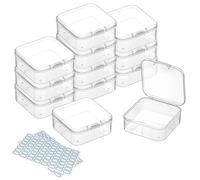 DUOFIRE Contenitori Plastica Scatola Plastica con Coperchio Contenitore Piccolo in Plastica Trasparente con Perline, 12 contenitori piccoli con coperchio per perline, gioielli(7,4 x 7,4 x 2,5 cm)