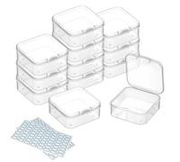 DUOFIRE Piccola scatola portaoggetti in plastica, confezione da 12 mini scatola di plastica trasparente, scatola portaoggetti con coperchi per perline, lavori manuali, gioielli (6,4 x 6,4 x 2 cm)