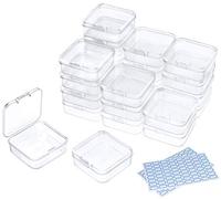 DUOFIRE Scatola Plastica con Coperchio Contenitore Piccolo in Plastica Trasparente con Perline, 24 contenitori piccoli con coperchio per perline, gioielli (5,4 x 5,4 x 2 cm)