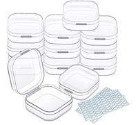 DUOFIRE Scatola portaoggetti piccola in plastica trasparente piccola scatola con coperchio per perline, artigianato, gioielli (3,5 x 3,5 x 1,8 cm, 12 pezzi)