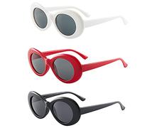 DUOHERESHUI 3 Pezzi Occhiali Sole Ovali, Occhiali Da Sole Da Donna e Uomo, Vintage, Classici, Esterno, Unisex, Utilizzato Per Ombreggiatura, Decorazione, Mascherata, Party, UV400