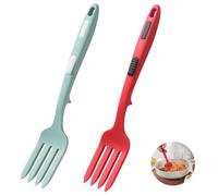 DUOHERESHUI Forchetta Flessibile In Silicone, 2 Pezzi Forchetta Per Mescolare In Silicone, Forchetta Per Frullare, Resistente Al Calore, Per Mescolare Purea, Mescolare Gli Spaghetti (Rosso, Blu Mare)