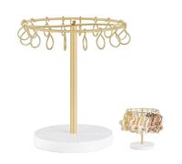 DUOHERESHUI Organizzatore Di Fermagli Per Capellis, Supporto Per Fermagli Per Capelli Rotante, Base In Legno, Con 16 Ganci, Per Fermagli Per Capelli, Gioielli, Occhiali, Per Donne, Ragazze, Dorata