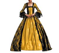 Duohropke Abiti vittoriani per donne Court Masquerade Abito medievale Abito da cortile Goth Dress Abito da ballo Lolita Vestito da festa Swinging Abito da sera Regina Costume Maxi Abito Sissi, gold