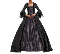 Duohropke Abiti vittoriani per donne Court Masquerade Abito medievale Abito da cortile Goth Dress Abito da ballo Lolita Vestito da festa Swinging Abito da sera Regina Costume Maxi Abito Sissi, Nero
