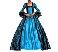 Duohropke Abiti vittoriani per donne Court Masquerade Abito medievale Abito da cortile Goth Dress Abito da ballo Lolita Vestito da festa Swinging Abito da sera Regina Costume Maxi Abito Sissi, Celeste