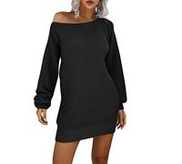 Duohropke Abito Autunnale da Donna, Maglione a Maglia Lungo con Collo Alto, Maniche Lunghe, Mini Abito per Leggings, Invernale in Lana
