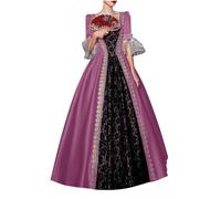 Duohropke Abito da ballo rococò da donna gotico vittoriano costume medievale abito lungo multistrato pizzo vintage principessa cosplay abito lungo fino a terra, 04 rosa., 3XL