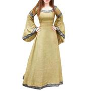 Duohropke Abito medievale da donna a vita bound di grandi dimensioni, abito estivo per il Rinascimento, maxi abito lungo con maniche a tromba, stile retrò, per feste, marrone, XL
