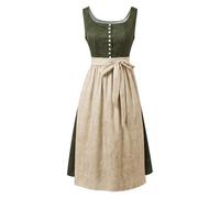 Duohropke - Abito tradizionale da donna, Dirndl Midi, set completo da Oktoberfest, stile tradizionale bavarese, con grembiule, abito elegante da tradizione popolare, verde scuro, XXL