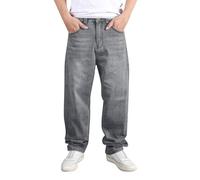 Duohropke Baggy Jeans da uomo Y2K Vintage stampato Denim pantaloni con gamba larga lunga skateboard ragazzi hip hop dritti harajuku pantaloni lunghi pantaloni da jogging Streetwear, grigio chiaro, 40