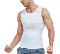 Duohropke Biancheria intima a compressione da uomo, per il corpo, per lo sport, il fitness, la pancia, bianco, S