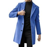Duohropke - Blazer da uomo invernale slim fit, due pezzi, per business e tempo libero, cappotto di lana con colletto alla coreana, peacoat, con giacca interna integrata, caldo, cappotto corto