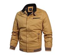 Duohropke Blouson - Giacca da uomo primaverile, estiva, leggera, per il tempo libero, leggera, da aviatore, per l'autunno, per le escursioni, da baseball, con tasche con cerniera, 02 kaki., L