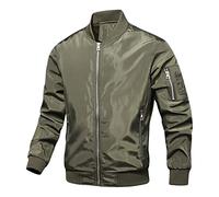 Duohropke Bomber da uomo, estivo, sottile, leggero, casual, sportivo, da aviatore, da baseball, con colletto alto, casual, da pilota, giacca da baseball, 01 verde militare., XL