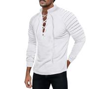 Duohropke Camicia da uomo in lino da pirata medievale vichingo steampunk camicia da uomo costume da pirata
