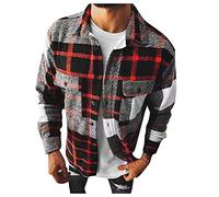 Duohropke Camicie da uomo in flanella, a maniche lunghe, a quadri, per il tempo libero, da boscaiolo, a maniche lunghe, vestibilità normale, camicia da lavoro, a quadri, giacca da camicia, giacca