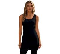 Duohropke Canottiera da donna sexy con scollo a V, senza maniche, estiva, slim fit, a coste, per sport, senza pancia, camisole, tinta unita, per il fitness, Nero , M