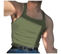 Duohropke Canottiera senza maniche per uomo e uomo, canotta senza pancia, per sport, palestra, senza maniche, maglietta per clubwear crop top da uomo, sexy Y2K Crop Tops, verde, M