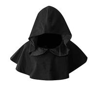 Duohropke Cappellino con cappuccio medievale vintage, unisex, con cappuccio medievale, per Halloween, per cosplay, per uomini e donne, Nero , Taglia unica