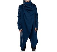 Duohropke Cappotto Cappotto Uomo Gothic Vintage Cape Sciarpa Steampunk Maglione Scollo a V Poncho, Sciarpa a baldacchino Cappotto Orlo irregolare Lungo Coat festivo Abbigliamento Outwear Cosplay, Blu,