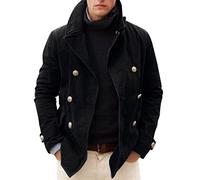 Duohropke Cappotto da uomo per transizione, trench, classico, invernale, corto, con colletto alto, collo a risvolto, invernale, slim fit, cappotto di lana da lavoro, sottile e lungo