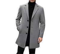 Duohropke Cappotto di lana da uomo, lungo, invernale, slim fit, elegante, da lavoro, con colletto a risvolto, parka con tasche, 03 Grigio1, XXL