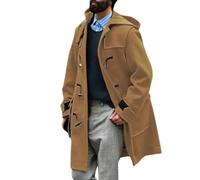 Duohropke Cappotto invernale da uomo, lungo, elegante, trench, giacca a vento con cappuccio, per il tempo libero, per le mezze stagioni, tinta unita, per l'autunno, per l'inverno, caldo capispalla