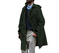Duohropke Cappotto invernale da uomo, lungo, elegante, trench, giacca a vento con cappuccio, per il tempo libero, per le mezze stagioni, tinta unita, per l'autunno, per l'inverno, caldo capispalla