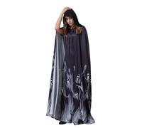 Duohropke Costume da donna per Halloween, con cappuccio, abito da sera horror vampiro, abito lungo per tutti i santi, feste in maschera, cosplay, carnevale, gioco di ruolo, Nero , L