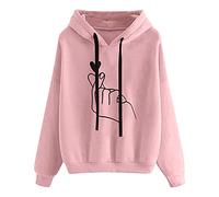 Duohropke Felpa con cappuccio da donna con stampa a cuore, casual, con cappuccio, sottile, per la transizione, comoda, con tasca, classica, a maniche lunghe, Colore: rosa., M