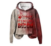 Duohropke Felpa con cappuccio da uomo per Halloween I'm Ok It's Not My Blood con stampa a maniche lunghe, felpa invernale Y2k, con cappuccio, a maniche lunghe, girocollo, con motivo sanguinoso, 02