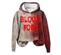 Duohropke Felpa con cappuccio da uomo per Halloween I'm Ok It's Not My Blood con stampa a maniche lunghe, felpa invernale Y2k, con cappuccio, a maniche lunghe, girocollo, con motivo sanguinoso, 01