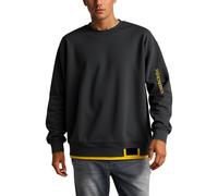Duohropke Felpa da uomo oversize, con scollo rotondo, finto in due pezzi, a maniche lunghe, senza cappuccio, vintage, per primavera, inverno, maglione da lavoro, taglie forti, grigio., 7XL
