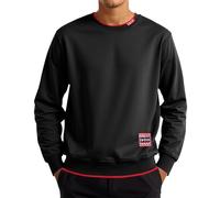 Duohropke Felpa da uomo senza cappuccio, vestibilità larga, comoda, a maniche lunghe, leggera, con scollo rotondo, per l'inverno, l'autunno, in tinta unita, Nero , 5XL