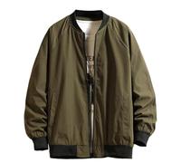 Duohropke Giacca autunnale sottile da uomo, leggera, da baseball, con colletto alto, da lavoro, con tasche, casual, autunno, inverno, per le mezze stagioni, da ciclismo, verde, XL