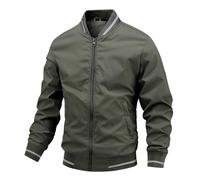Duohropke Giacca bomber da uomo leggera per le mezze stagioni, per la primavera e l'estate, con tasche con cerniera, giacca a vento da trekking, da baseball, invernale, calda giacca ibrida, verde