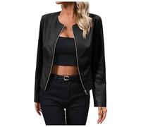 Duohropke Giacca in pelle da donna, oversize, in ecopelle, sottile, impermeabile, con chiusura lampo, in pelle, per le mezze stagioni, da motociclista