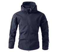 Duohropke Giacca softshell impermeabile da uomo, giacca da lavoro, giacca invernale foderata, giacca a vento con cappuccio, per esterni, calda, antivento, impermeabile, Blu, M