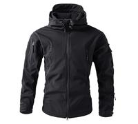 Duohropke Giacca softshell impermeabile da uomo, giacca da lavoro, giacca invernale foderata, giacca a vento con cappuccio, per esterni, calda, antivento, impermeabile, Nero , M
