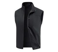 Duohropke Gilet in pile da uomo, per attività all'aria aperta, spesso, con chiusura lampo, in softshell, senza maniche, per il tempo libero, Nero , 3XL
