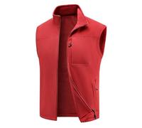 Duohropke Gilet in pile da uomo, per attività all'aria aperta, spesso, con chiusura lampo, in softshell, senza maniche, per il tempo libero, Colore: rosso, 3XL