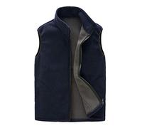 Duohropke Gilet softshell da uomo e ragazzo, in pile, senza maniche, con colletto alto, in pile, impermeabile, da ciclismo, Blu marino, XXXL