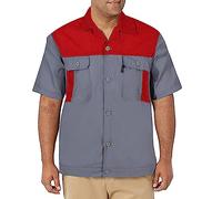 Duohropke Industrial Work Shirt Uomo Manica Corta Leggera Button-Down Camicia da Lavoro Riflettente e Resistente all'usura Costume da Meccanica, Colore: rosso, XL