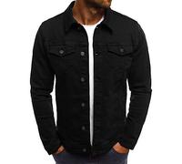 Duohropke Jeans Jacket Uomo Denim Giacca Estiva Giacca Primavera Autunno Inverno Cappotto di transizione Falso Due Pezzi Denim Giacca Leggera Camionista, Nero , XL