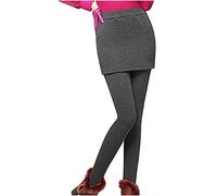 Duohropke Leggings con minigonna, eleganti pantaloni da donna con gonna leggings, calda elasticità 2 in 1, per mostrare la tua figura, abito termico, collant imbottiti, per tutti i giorni, casual