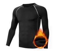 Duohropke Maglia termica da uomo, termica, a maniche lunghe, elasticizzata, traspirante, a compressione, per corsa, equitazione, sci, arrampicata, grigio scuro., 4XL