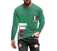 Duohropke Maglietta a maniche lunghe da uomo, a maniche lunghe, da golf, da calcio, italiana, con bandiera italiana, per il tempo libero, basic, traspirante, per sport all'aria aperta, verde, XXL