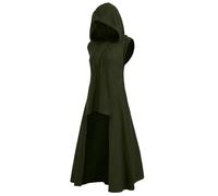 Duohropke Mantello da donna con cappuccio Assassins Creed, costume medievale, gotico, con cappuccio, taglie forti, per cosplay, vintage, taglie forti, mini abito con cappuccio irregolare